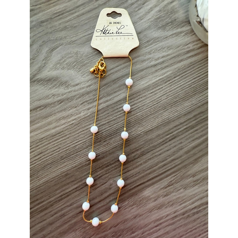 Women's Kathie Lee Collection One Size Gold & White Beaded Necklace
